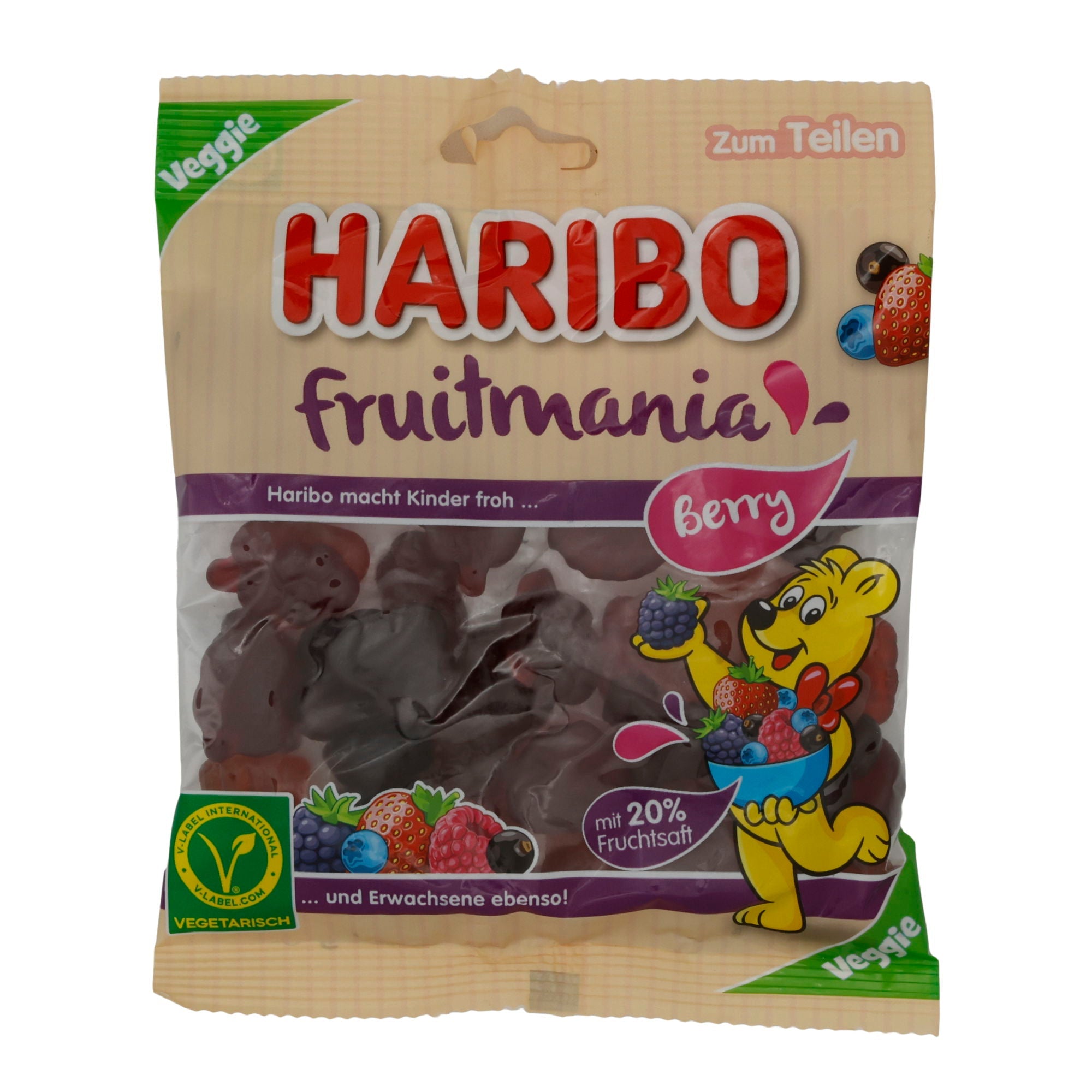 Fruitmania Berry Haribo | Fruchtige Gummibärchen | Mit 20% Fruchtsaft | 160 g HARIBO